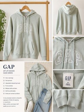 GAP Sage Green Full Zip Hoodie Women’s Medium